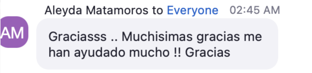 Message from Aleyda Matamoros